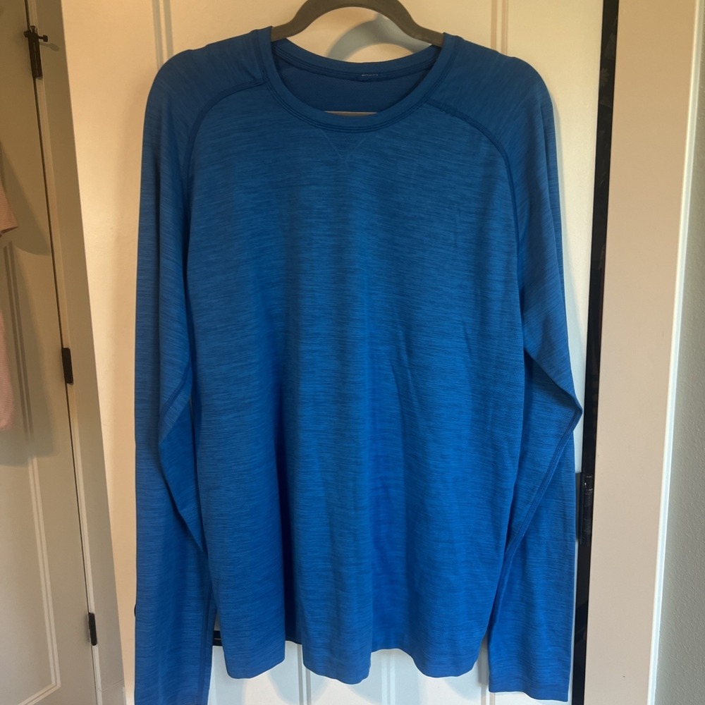 Lululemon Metal Vent Tech Long Sleeve Shirt Mens Blue Heathered Training Large